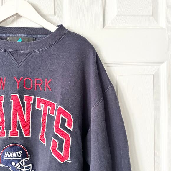 Logo Athletic Vintage Korea NFL Blue NY Giants Helmet Embroidered Sweatshirt XL - Picture 4 of 9